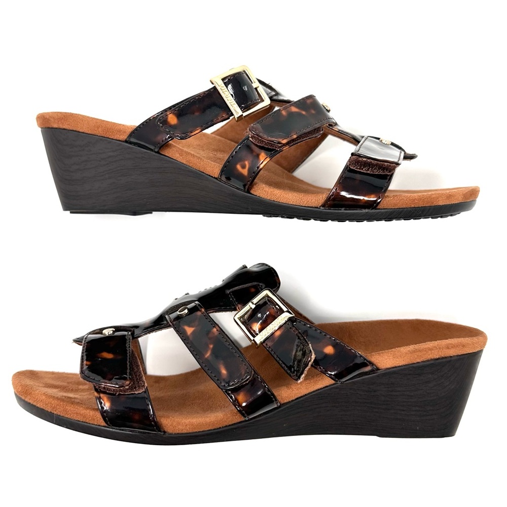 Vionic Tortoise Radia Orthodic Adjustable Triple Strap Wedge Sandals - Picture 5 of 12